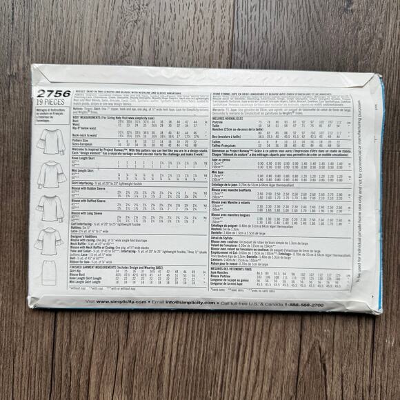 UNCUT Project Runway Simplicity 2756 Sewing Pattern Size M-2XL Womens Top Skirt - Picture 3 of 3